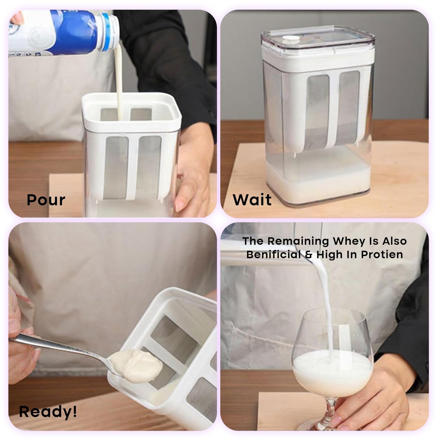 Greek Yogurt & Curd Maker/Fine Mesh Strainer with Lid