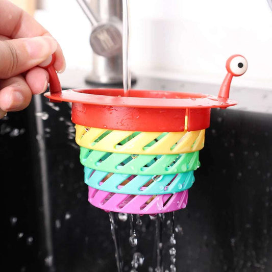 Colourful Foldable Retractable Kitchen Sink Strainer, Plastic Drain Filter Net, Anti-Clogging Catcher for Bathroom, Sewer, Pool - Non-Food Contact Safe, Bathroom Drain Filter