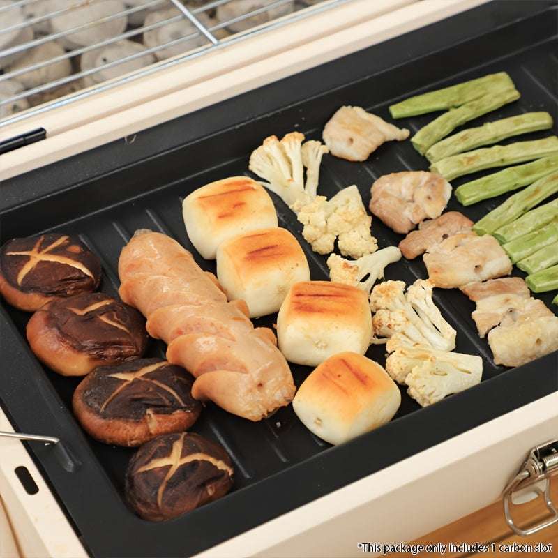 Portable Folding BBQ Grill, Outdoor Camping Charcoal Barbecue with Dual-Sided Grilling Grate and Drip Tray, Iron Construction - Ideal for Home Garden, Backyard, and Outdoor Cooking