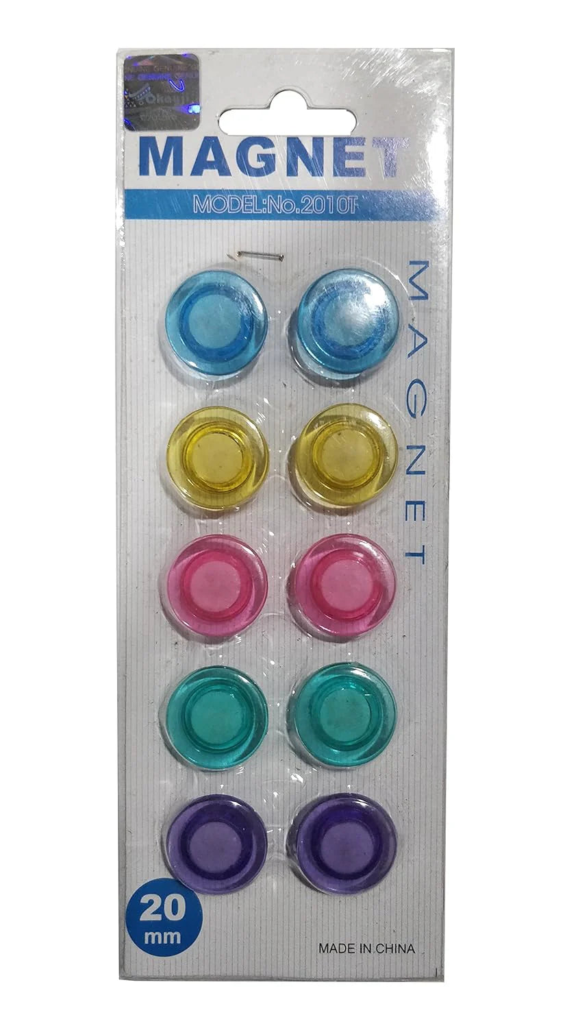 10 pc set Colorful Translucent  Magnet Buttons for Fridge, Magnetic White-Boards (20mm)