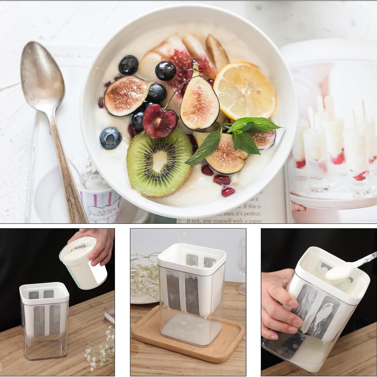 Greek Yogurt & Curd Maker/Fine Mesh Strainer with Lid