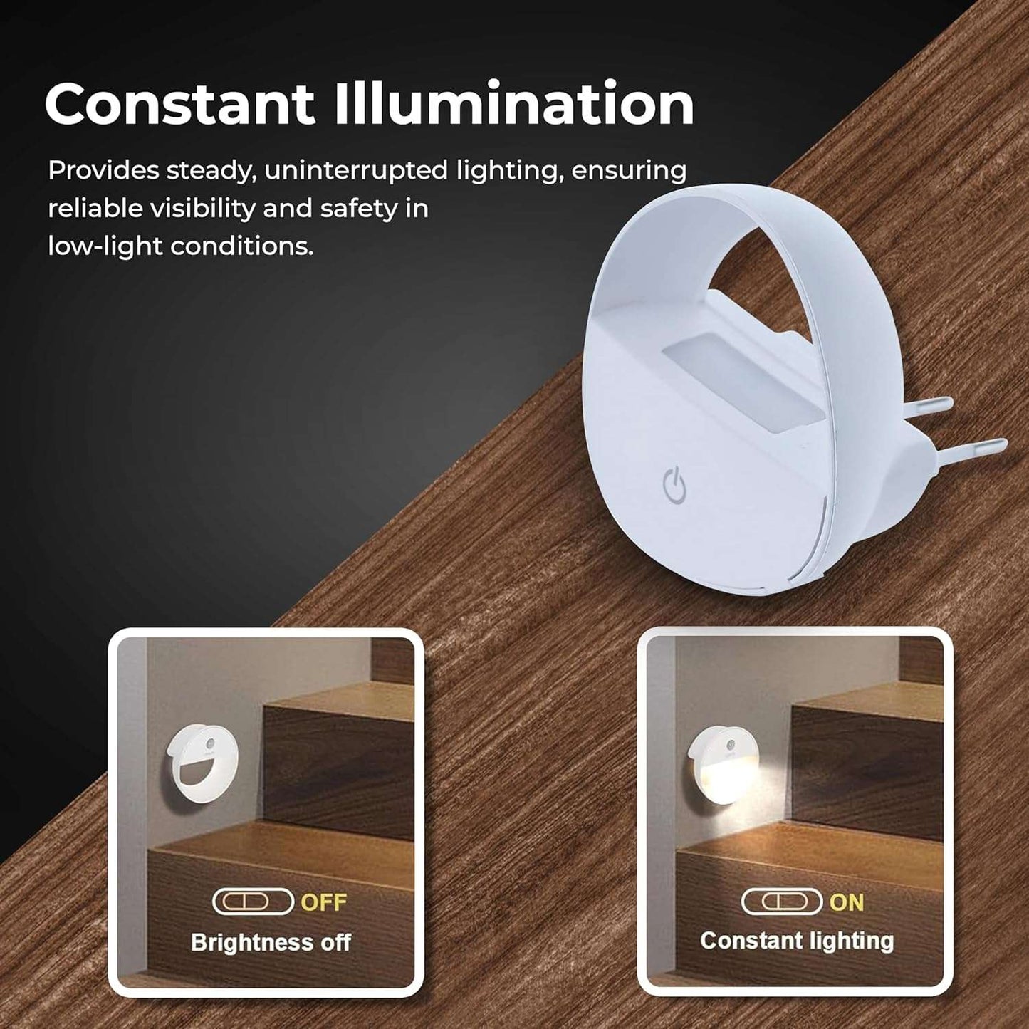 Round Night Light - White LED Light ABS Material Night Light for Bedroom
