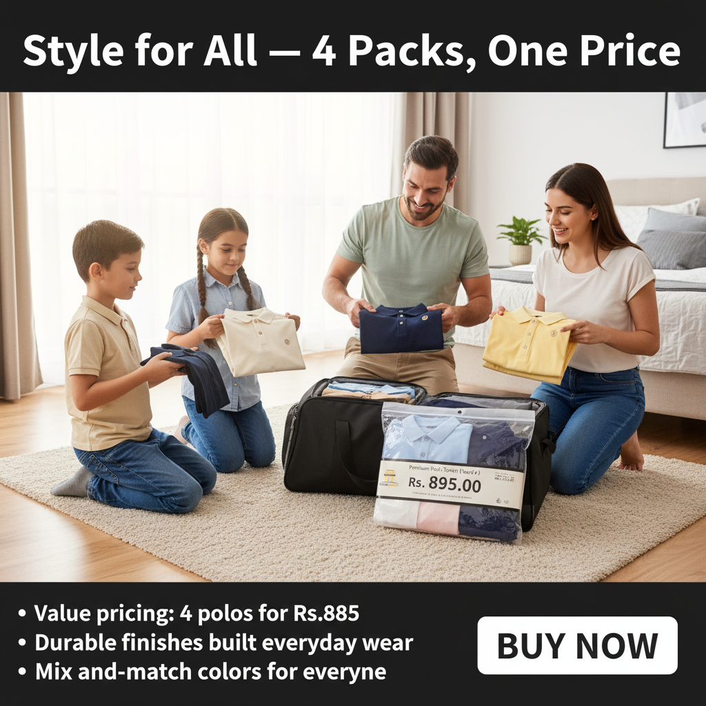 Men’s 4 Polo Pack – Stylish College & Travel Wear