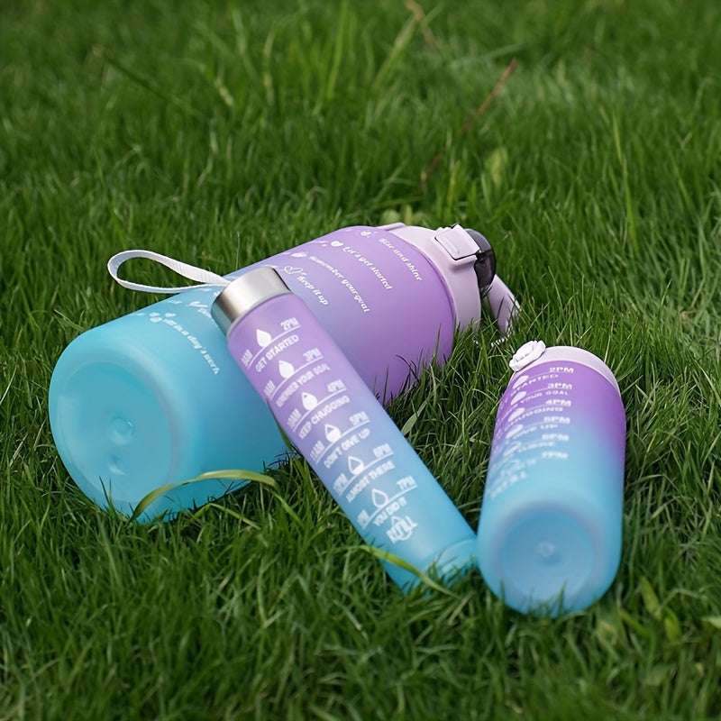 3 Pcs Pack Large Capacity Sports Water Bottles, Durable PC Material, Leak-Proof Lids, Handy Handles, Uncharged, for Outdoor & Indoor Fitness