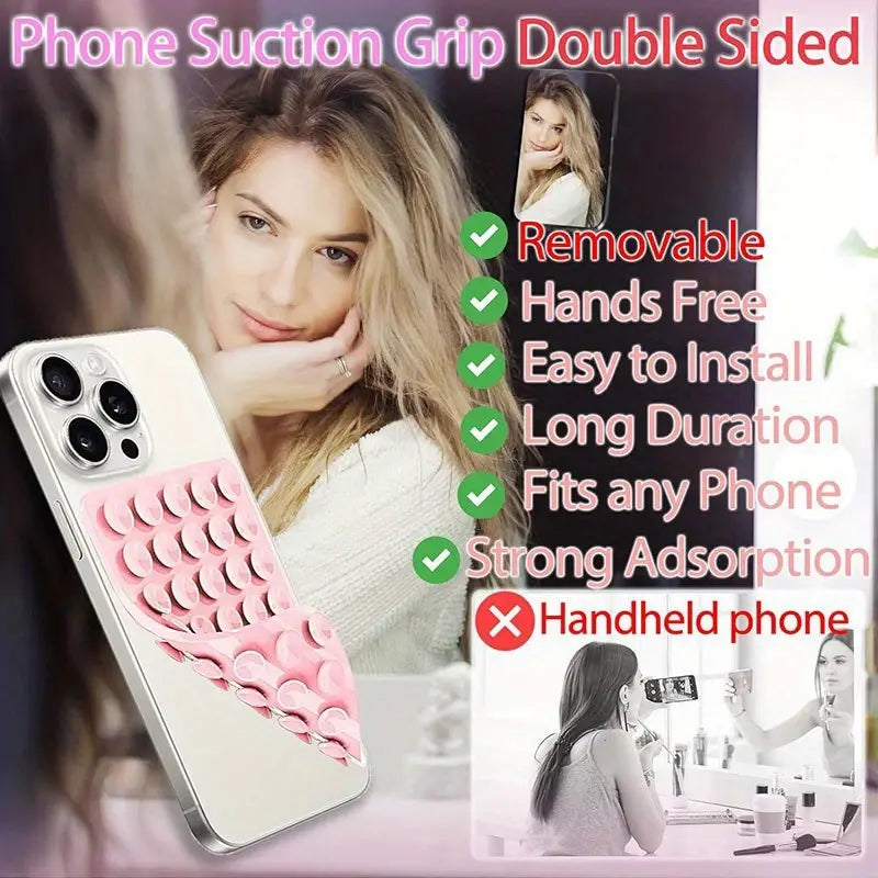Double sided Silicone 24 Capsules Suction Cup Holder - Multifunctional Anti-Slip Adhesive Phone Holder Pad Powerful Grip for iPhone and Android (Random Color)
