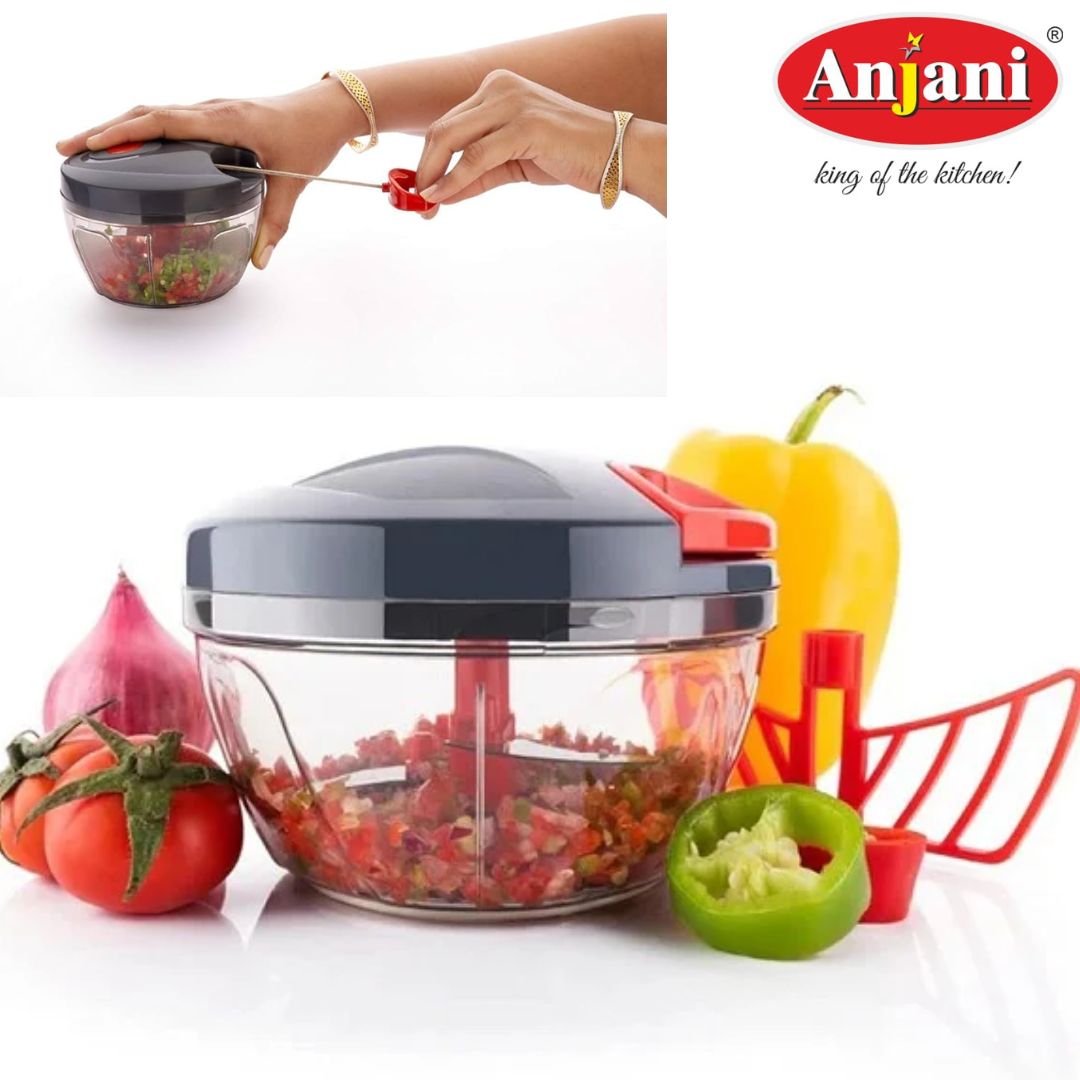 Anjani 2 in 1 Vegetable Chopper With Grinder Mixer, Hand Grinder Mixer Food Processor Slicer Shredder Salad Maker Vegetable Tools