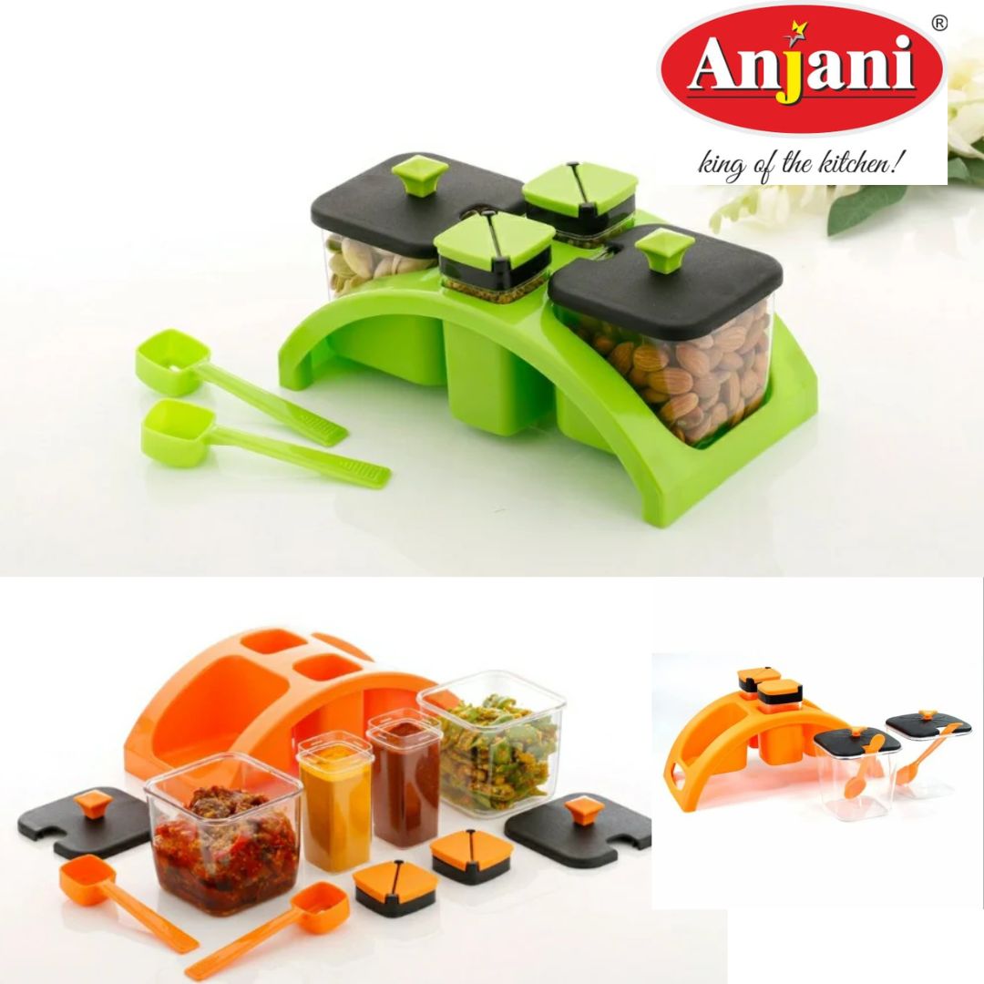 Anjani Premium 2x2 Square Spice & Pickle Jar Set – Airtight, Elegant Storage for Kitchen Essentials (Random Color)