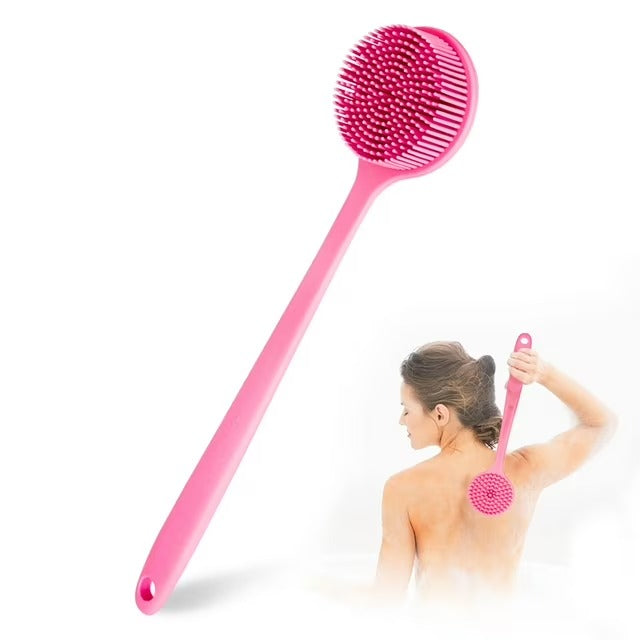 2-in-1 Silicone Body & Back Scrub Brush – Soft Bristles with Long Handle for Shower, Bath & Exfoliation