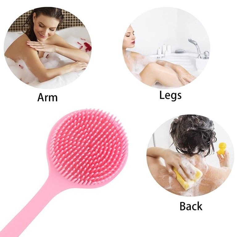 2-in-1 Silicone Body & Back Scrub Brush – Soft Bristles with Long Handle for Shower, Bath & Exfoliation