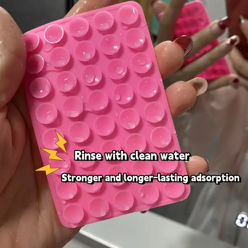 Double sided Silicone 24 Capsules Suction Cup Holder - Multifunctional Anti-Slip Adhesive Phone Holder Pad Powerful Grip for iPhone and Android (Random Color)