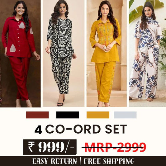 Stylish & Versatile 4 Co-ord Set Combo for Women | COMBO - 2
