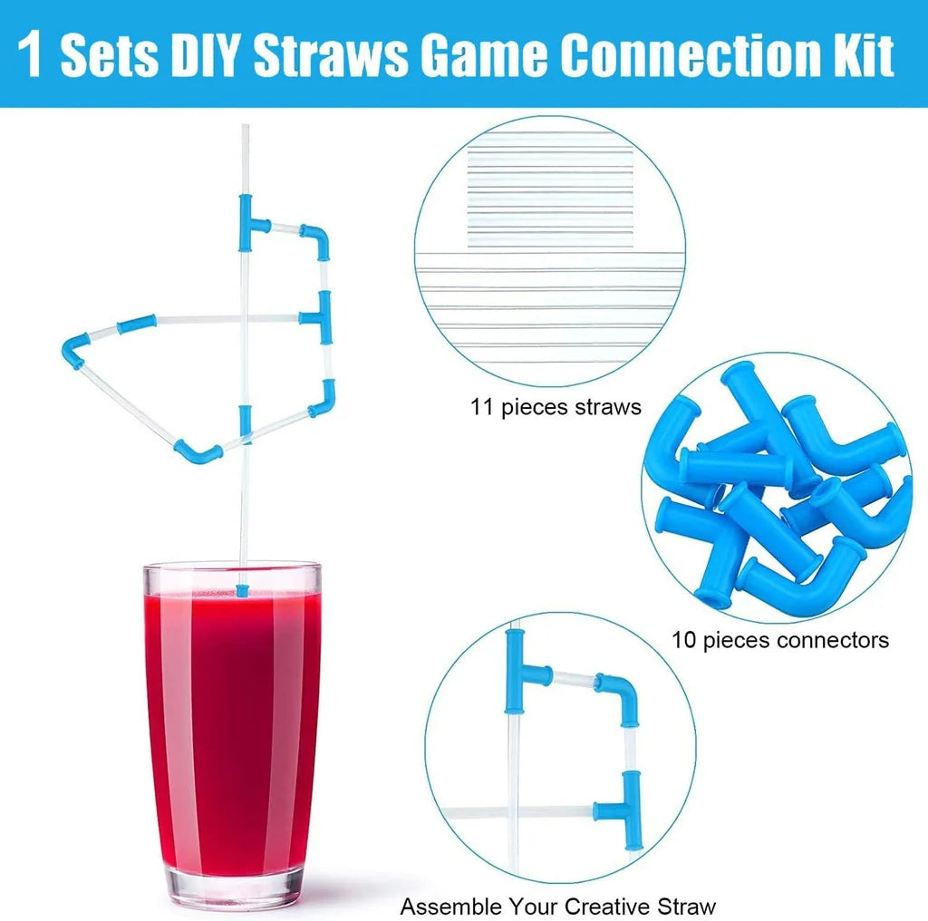 DIY Straws, Play Game Drinking Straws, 21 pieces DIY Drinking Straws to Creative Fun Drink Game, Game Straws, Creativity Straws