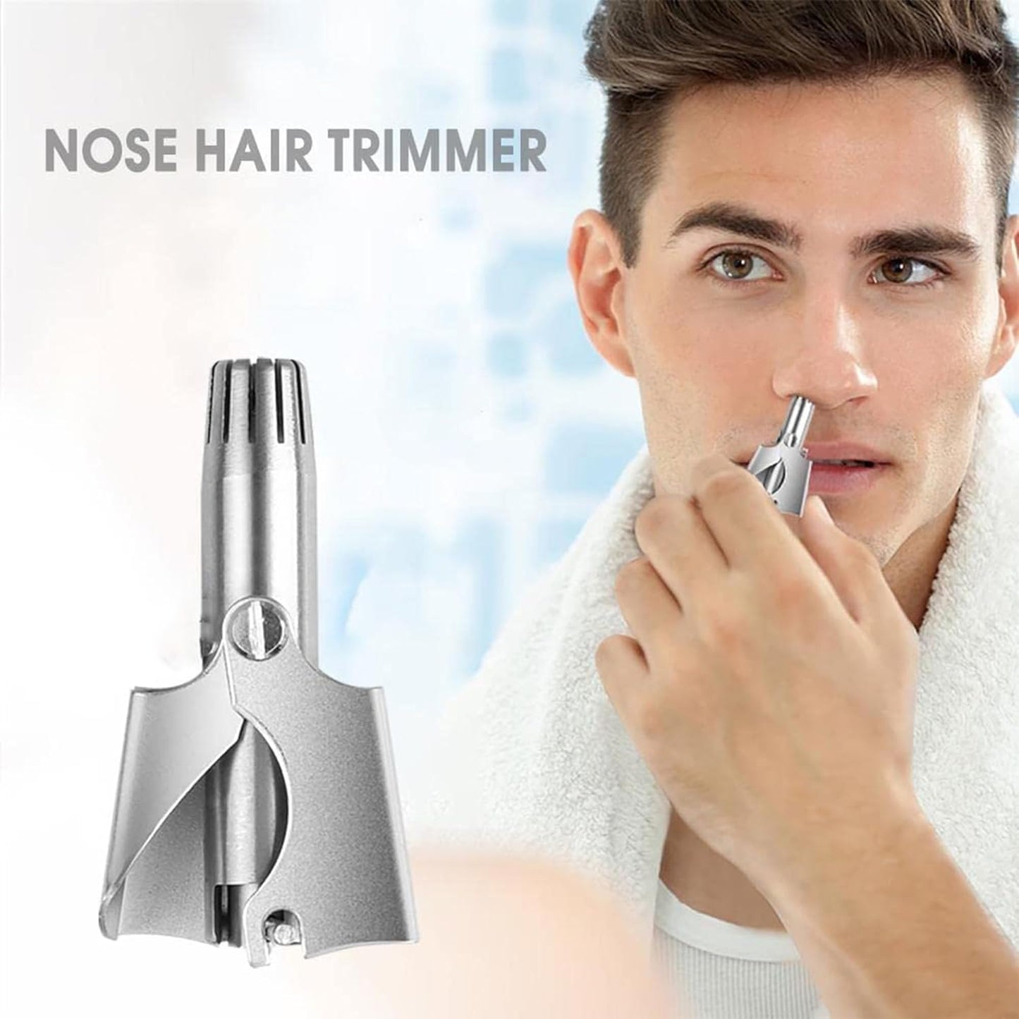 Manual Nose & Ear Hair Clipper Trimmer for Men & Women - Stainless Steel Painless Nose Hair Trimmer with Storage Case and Cleaning Brush