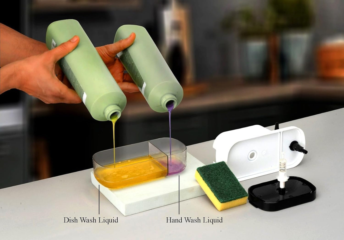 Anjani 3 in 1 Soap Pump Dispenser/ Dish Soap Liquid Dispenser with Sponge