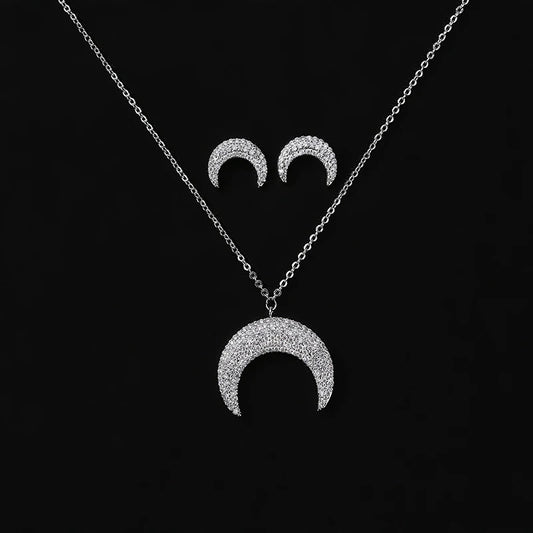 Jewelry Set HADIYANA Romantic Creative Moon Deaign Necklace And Earring Set For Women Fashion Party CN633 Conjunto de joyas