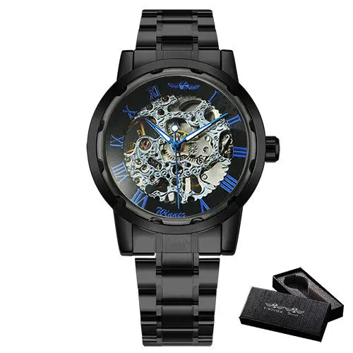 New 2020 Top Brand Luxury WINNER Golden Watches Mens Skeleton Mechanical Watches Stainless Steel Strap Classic Wristwatch COLORs