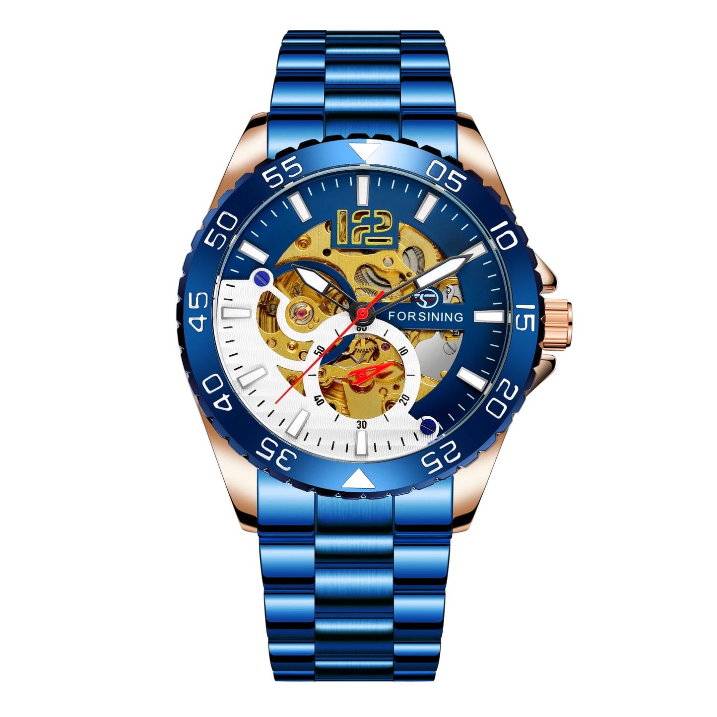 Forsining mechanical watches men's leisure hollow through fully automatic mechanical movement mechanical wrist watch steel band