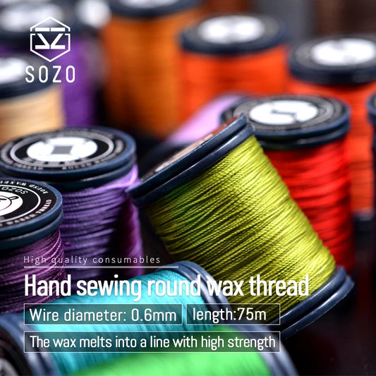 SOZO 0.6mm Leather Craft Tool Hand Sewn Round Wax Thread Handmade Sewing Line Thread-Sting 75m