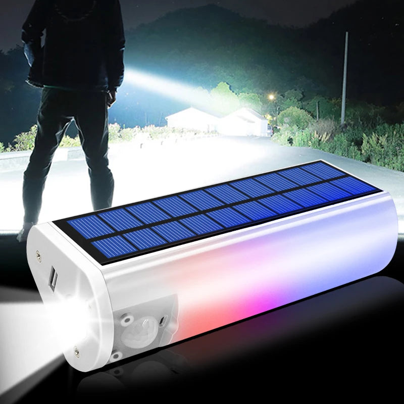 Lanterna solar de LED recarregável, 650 lúmen, impermeável, carregador de celular USB, uso interno ou externo, luz solar portátil
