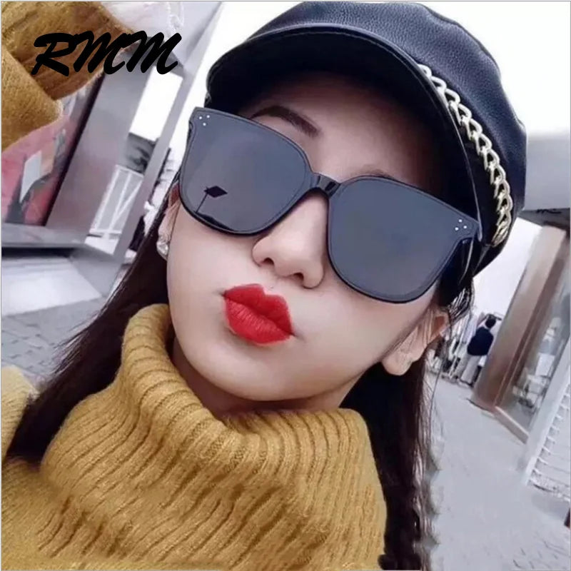 RMM brand Unisex big frame square Sunglasses Hip hop Sunglasses Retro Square cat eye 3 point Sunglasses for women men