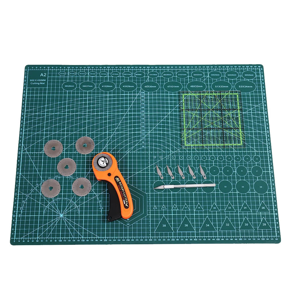 Rotary Cutter 45mm Kit Sewing Accessories Leather Tool Model Carving Knife PVC Cutting Mat A1A2Double Side Multi Size DIY Craft