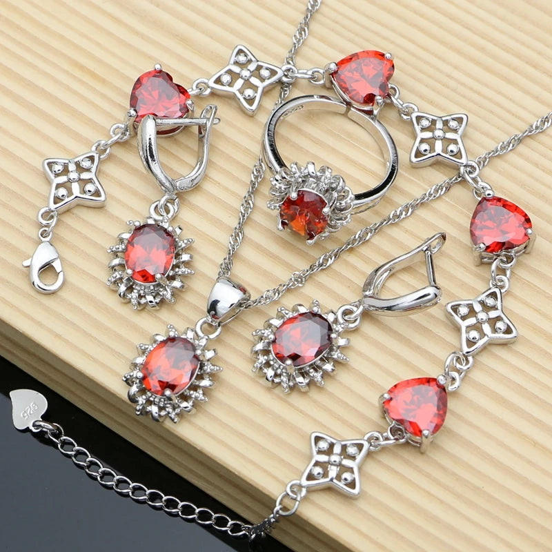 Silver 925 Jewelry Sets for Women Sky Blue Crystal Birthstone Fashion Jewelry Gift for Her Party Necklace Sets