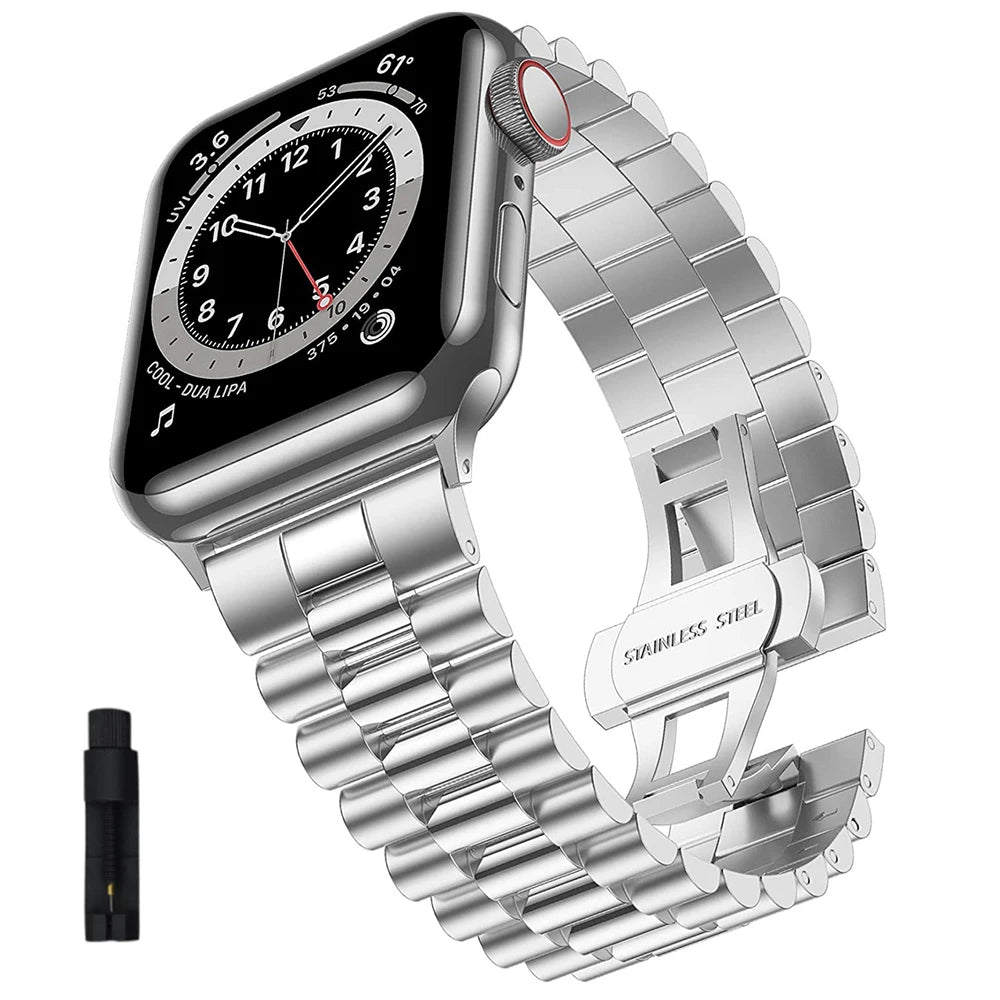 Stainless Steel Strap for Apple Watch 7 Band 41mm 45mm Bracelet Wristband for iwatch 7 6 5 3 40mm 44mm Luxurious Belt Watchbands