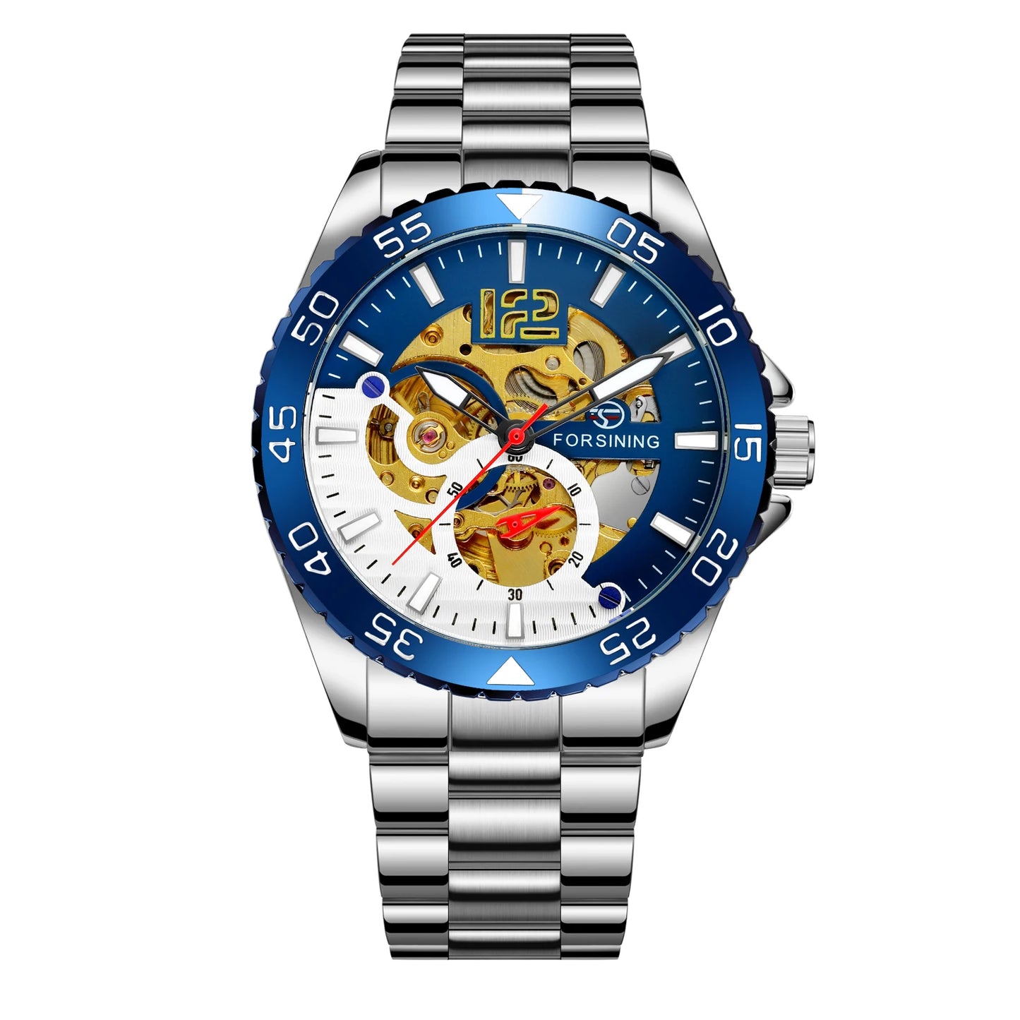 Forsining mechanical watches men's leisure hollow through fully automatic mechanical movement mechanical wrist watch steel band