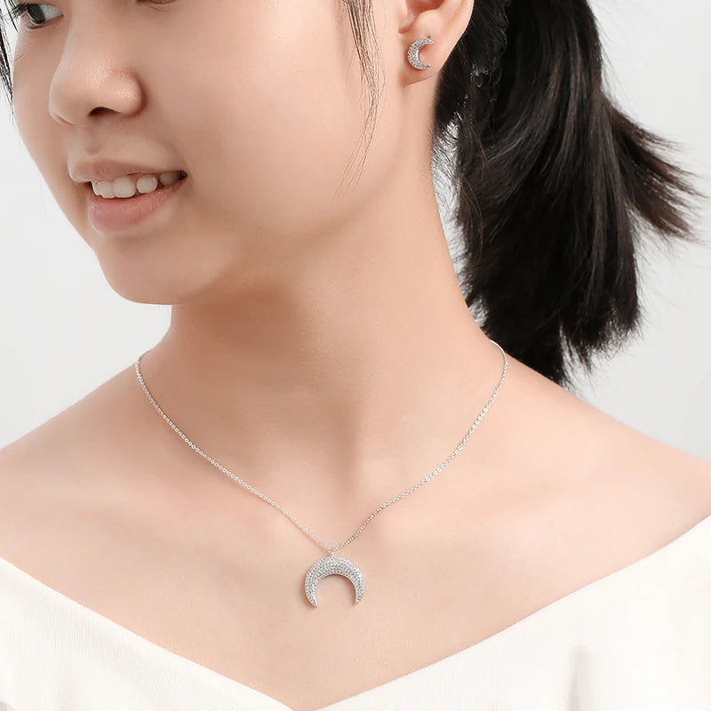 Jewelry Set HADIYANA Romantic Creative Moon Deaign Necklace And Earring Set For Women Fashion Party CN633 Conjunto de joyas