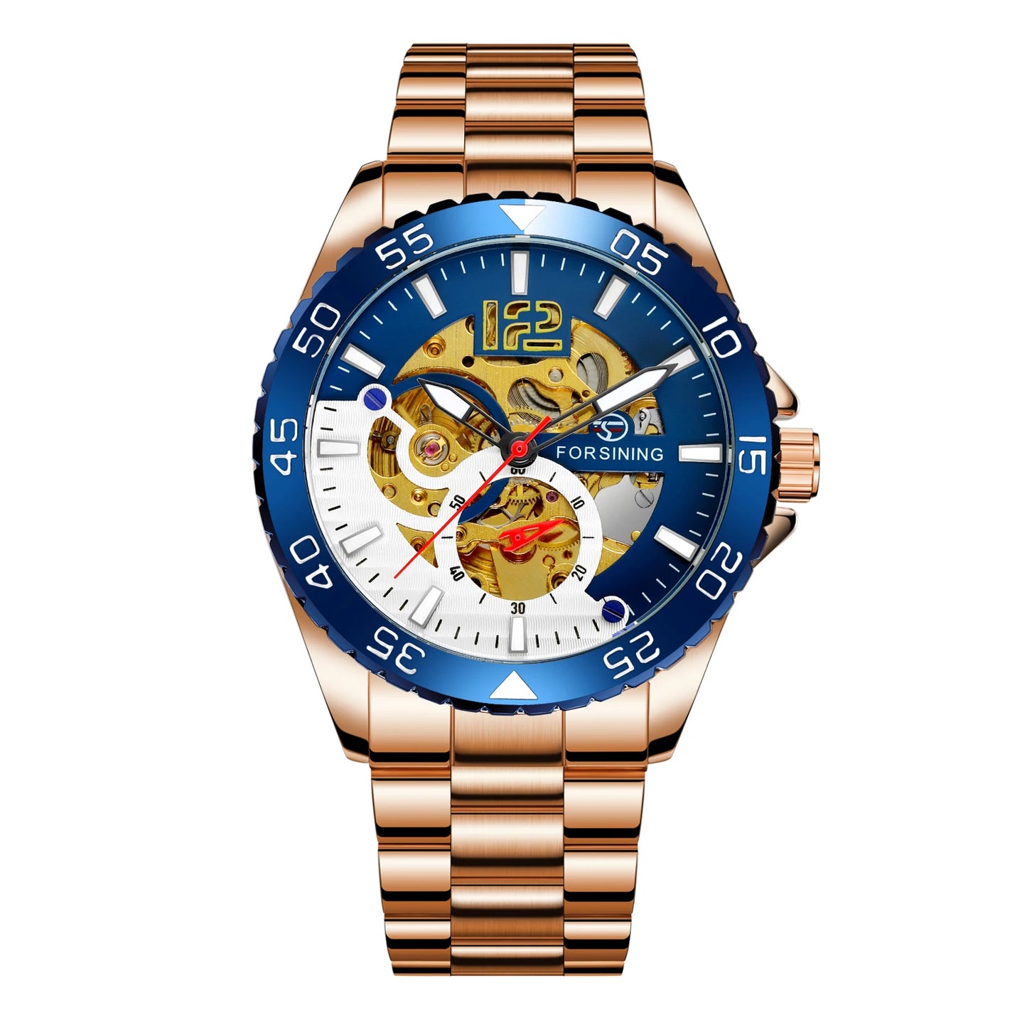 Forsining mechanical watches men's leisure hollow through fully automatic mechanical movement mechanical wrist watch steel band