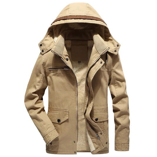Newest Winter Jacket Coat Men Hooded Thicken Windproof Jacket High quality Cotton Jacket Male Military Jacket Army Green Khaki
