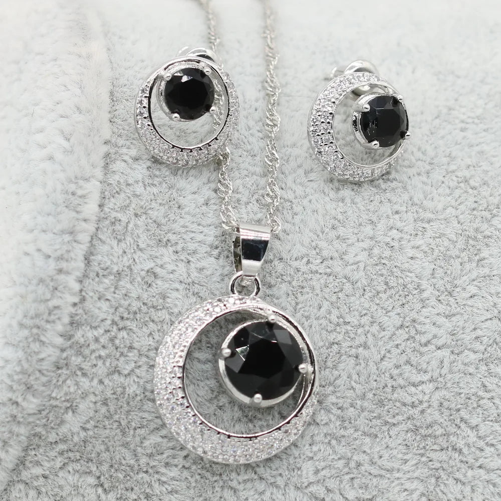 2021 mais novo branco zircon 925 conjuntos de jóias de prata para mulheres brincos de casamento colar pingente caixa de presente livre