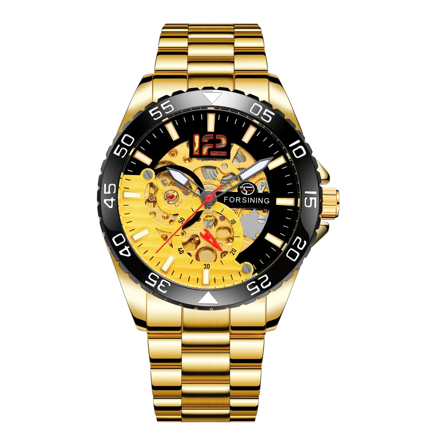 Forsining mechanical watches men's leisure hollow through fully automatic mechanical movement mechanical wrist watch steel band