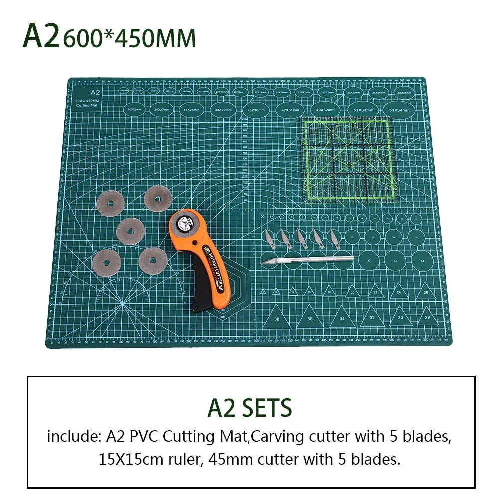 Rotary Cutter 45mm Kit Sewing Accessories Leather Tool Model Carving Knife PVC Cutting Mat A1A2Double Side Multi Size DIY Craft