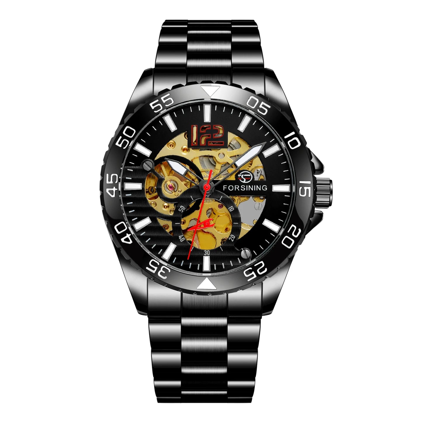 Forsining mechanical watches men's leisure hollow through fully automatic mechanical movement mechanical wrist watch steel band