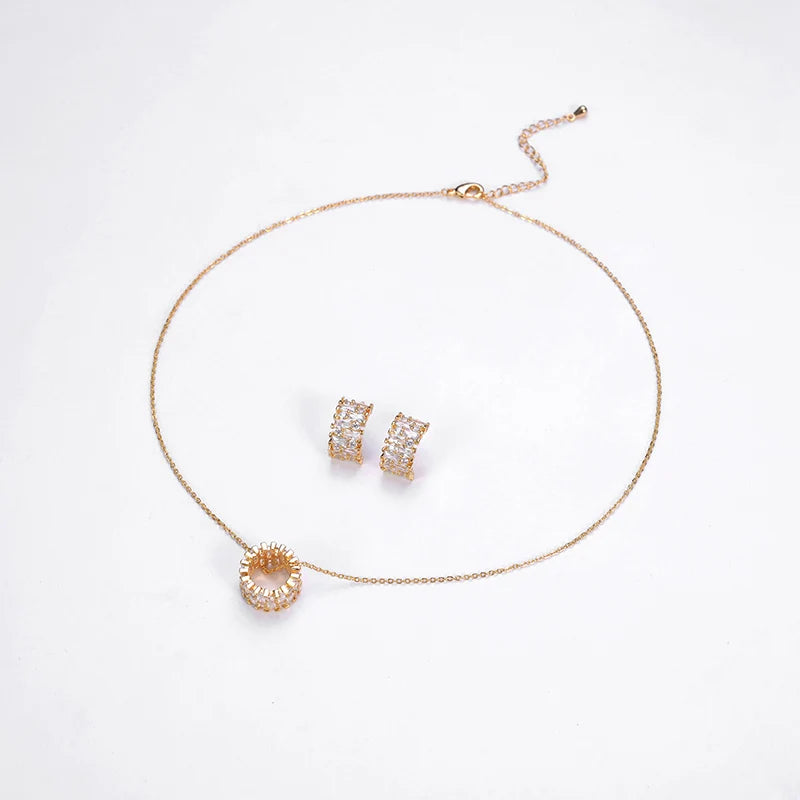 Conjuntos de jóias hadiyana colar brinco conjunto para mulheres simples elegante festa presente zircão romance design cn1013 haar sieraden bruiloft