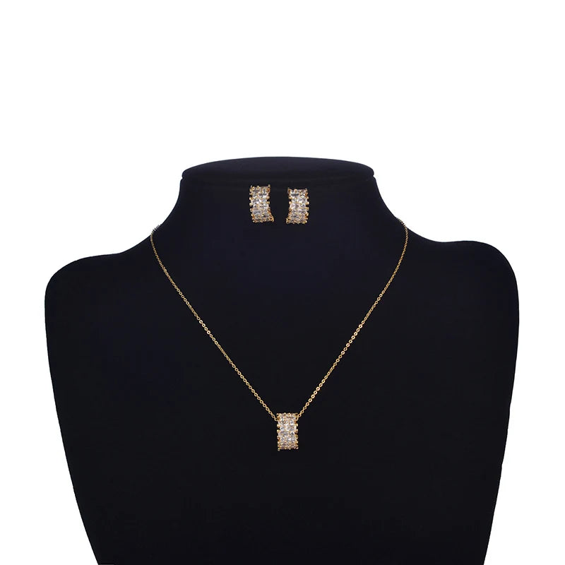 Conjuntos de jóias hadiyana colar brinco conjunto para mulheres simples elegante festa presente zircão romance design cn1013 haar sieraden bruiloft