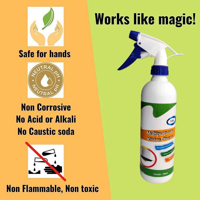 500 ml Kitchen Oil & Grease Stain Remover, Kitchen Degreaser Cleaner Removes Oil Grease Food Stains, Chimney Stove Grill, Tiles, Floor, Chimney Cleaner