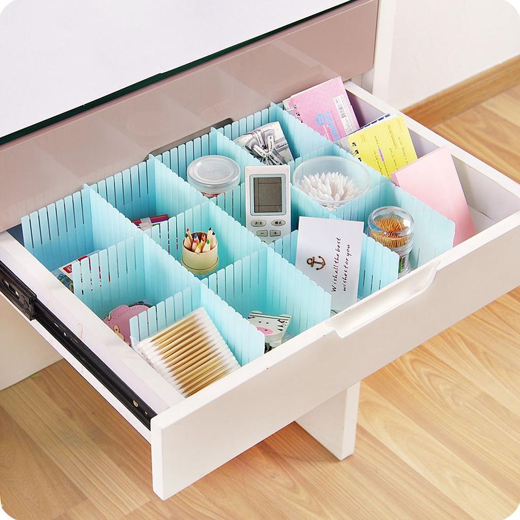 Drawer Organizer Divider 6 PCS Set, Adjustable Drawer Organizer, Makeup Storage Grid Home Kitchen Board Divider