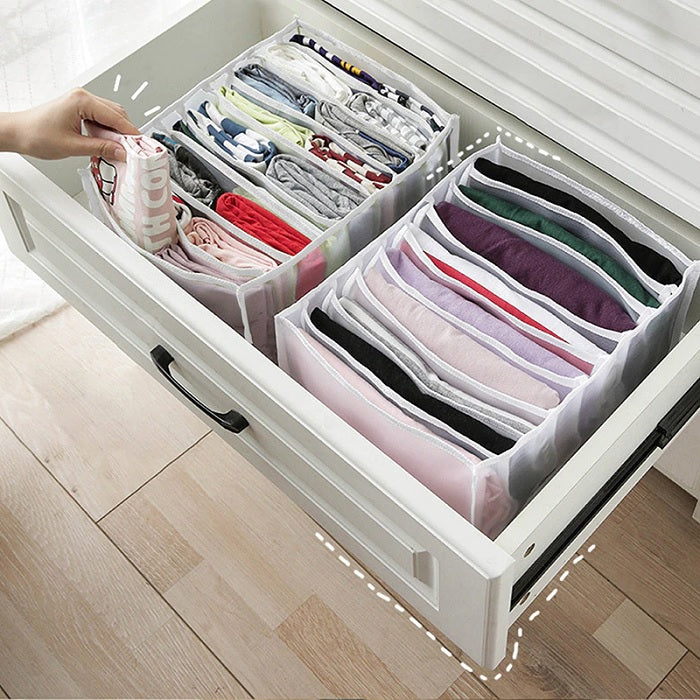 7 Compartment Transparent Storage Clothes Organiser (Heavy Quality), Clothes Wardrobe Organiser for Shirts, Jeans