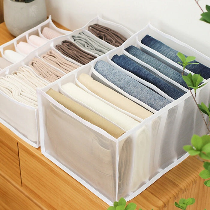 7 Compartment Transparent Storage Clothes Organiser (Heavy Quality), Clothes Wardrobe Organiser for Shirts, Jeans