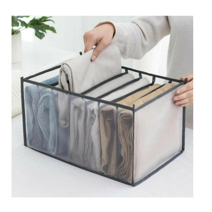 7 Compartment Transparent Storage Clothes Organiser (Heavy Quality), Clothes Wardrobe Organiser for Shirts, Jeans