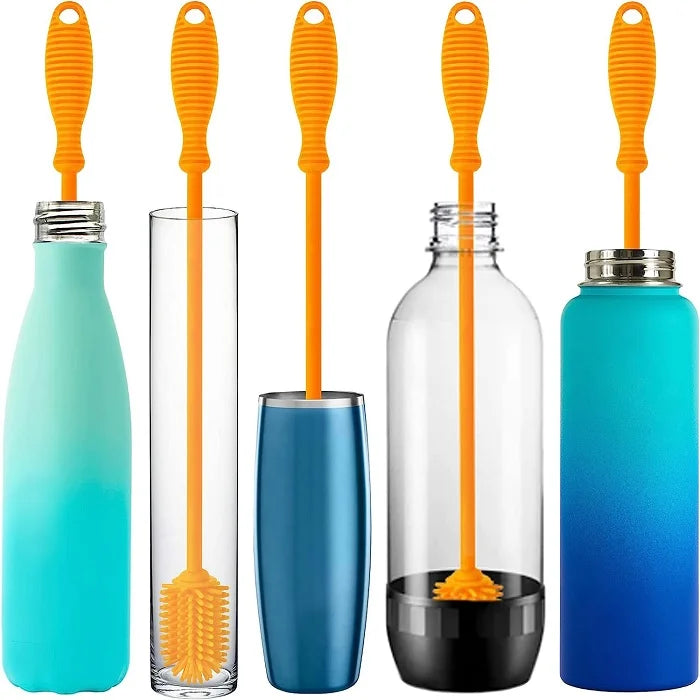 Silicone Bottle Cleaning Brush With Long Handle, Ideal for Baby Bottles, Water Bottles, Containers, Vases, and Glass