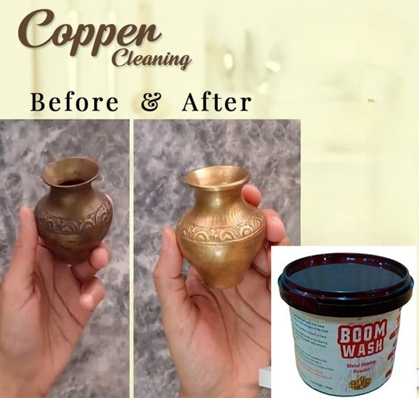 Boom Wash Metal Shining Powder, Copper, Brass, Steel, Silver, Aluminium and Iron Cleaner With Anti-Tarnish Cleaning Powder
