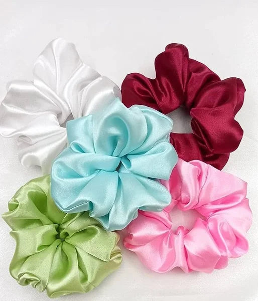 1 Pc Premium Satin Silk Scrunchie-L (Random Colour)