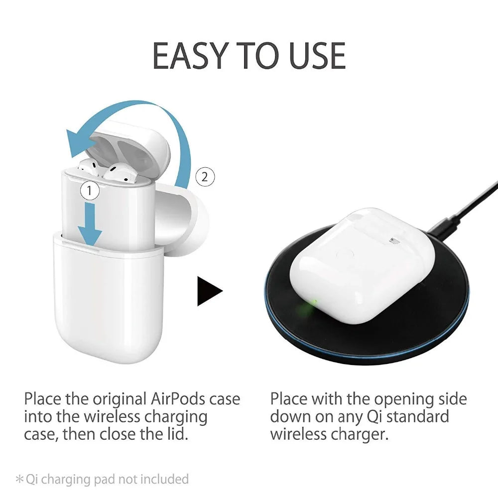 Untoom Wireless Charging Case for AirPods QI Standard Wireless Protective Charging Case for Apple AirPods Compatible Chargers