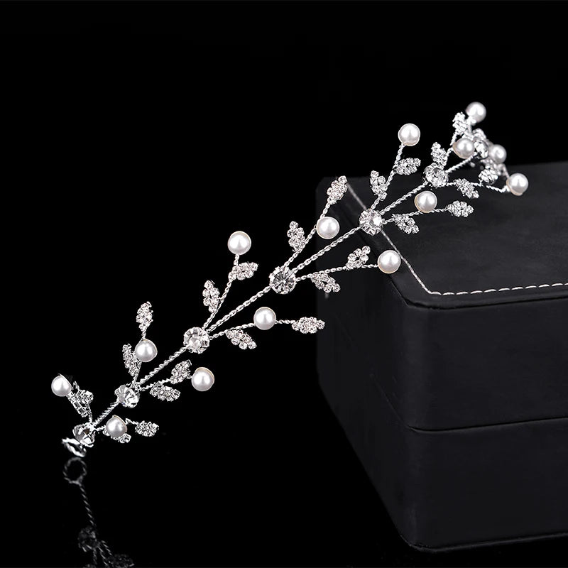 Crown HADIYANA Bridal Wedding Hair Accessories Lovely Pearl Leaves Design Elegant For Women Zircon BC5053 Haar Sieraden Bruiloft