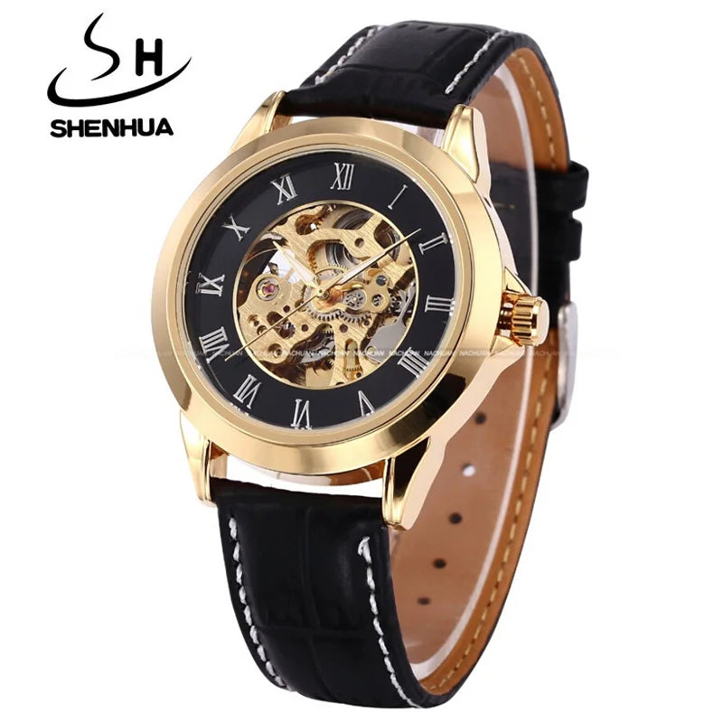 Shenhua Mens Watches Top Brand Luxury Gold Automatic Mechanical Wrist Watches For Men Skeleton relogio masculino reloj hombre