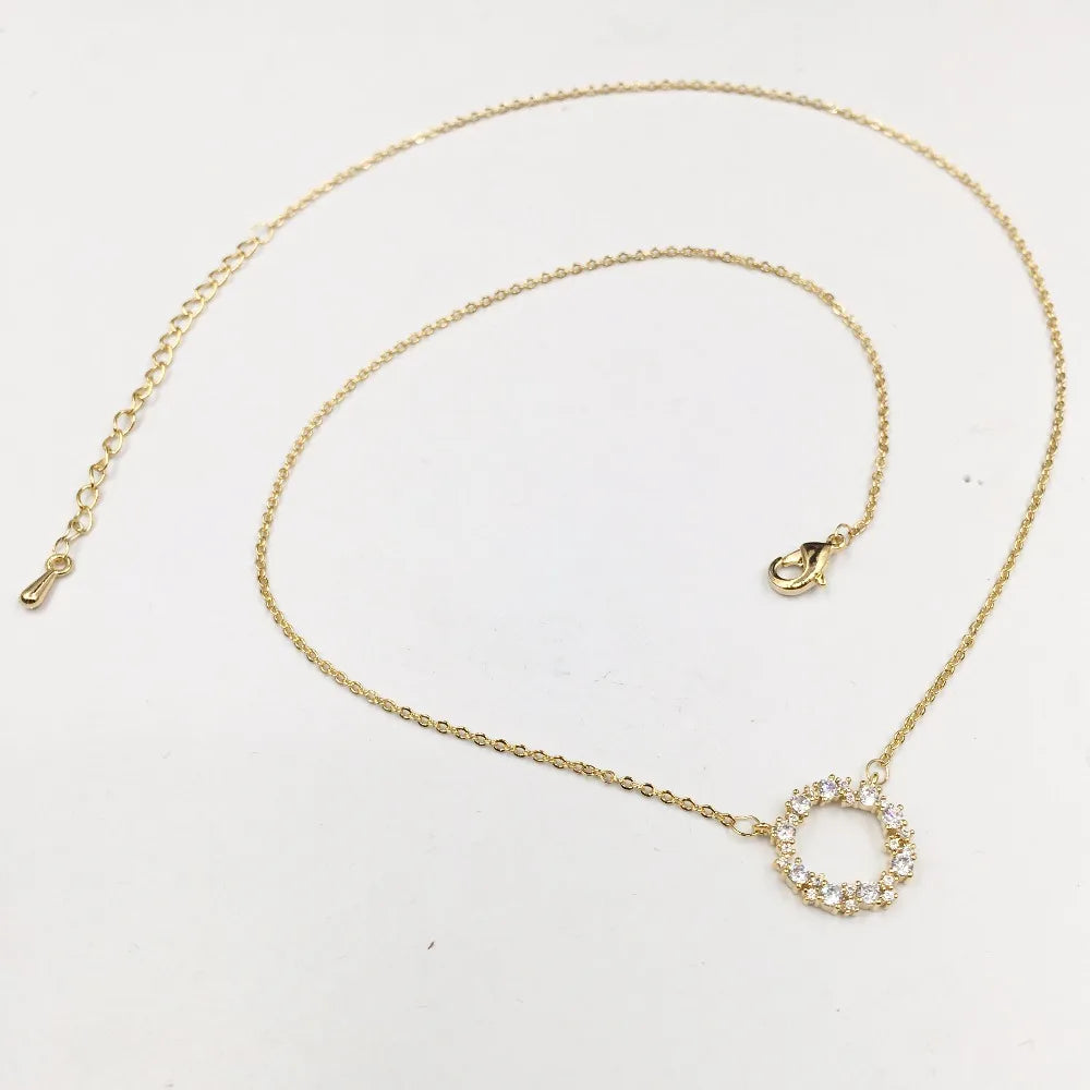 HADIYANA Hot Selling AAA Cubic Zirconia 2pcs Jewelry Set Fashion Round Shape Pendant Necklace and Earring Sets For Woman CN221