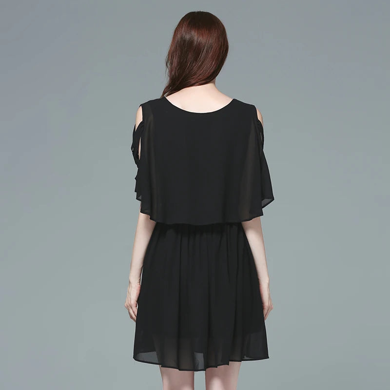 TAOYIZHUAI Summer New Arrival Straight Petal Half Sleeves Casual  Style Plus Size Elegant Loose Above Knee Female Dress 11542